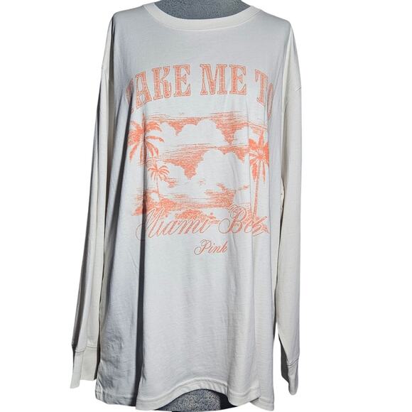 Pink Victoria Secret Cotton Long Sleeve Tee Size XL - Picture 1 of 4